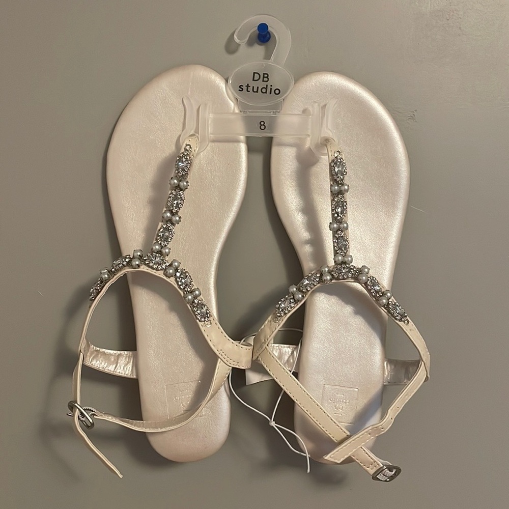 David’s Bridal Ivory Rhinestone Sandals